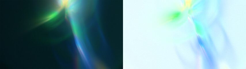 Soft Glow Prism Overlay: Abstract background with a soft light glow and a subtle prism effect. Use for a gentle, luminous overlay. on black or Transparent.