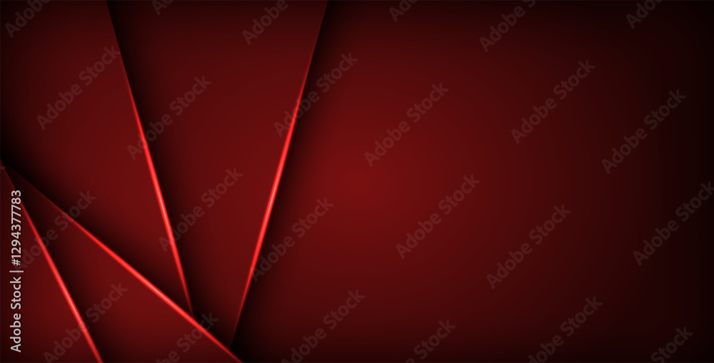 Wall mural red geometric triangle vector background overlap layer on black space for text and background design