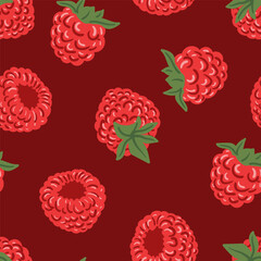 Raspberry summer seamless pattern for wrapping, fabric. berries texture