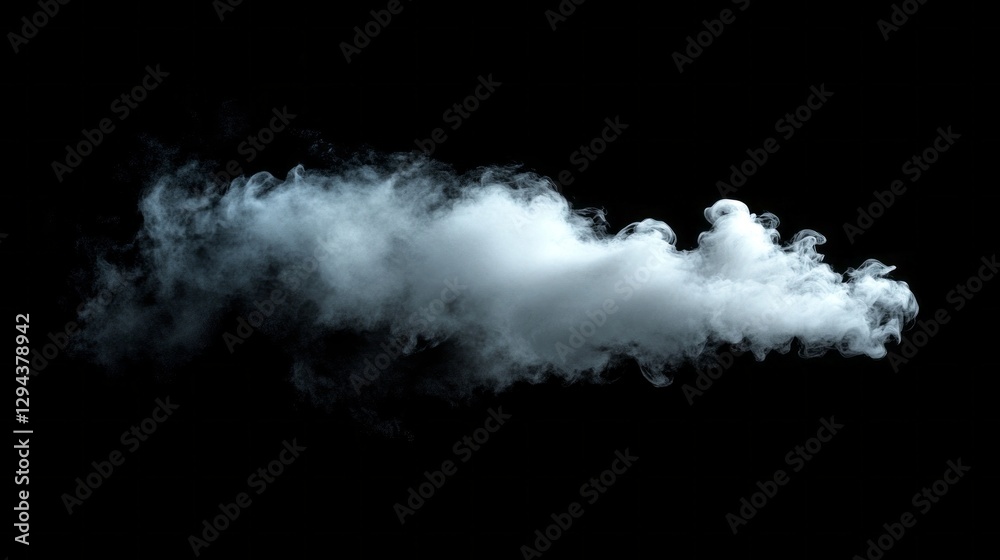 Poster wisps of vapor swirl and billow against a deep black background, creating a mesmerizing and ethereal