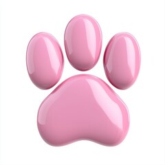 A charming pink paw among four beautiful paws on a soft white background, symbolizing playfulness and affection