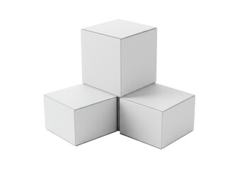 Isolated Grouping of White Cardboard Cubes, Minimalist and Modern