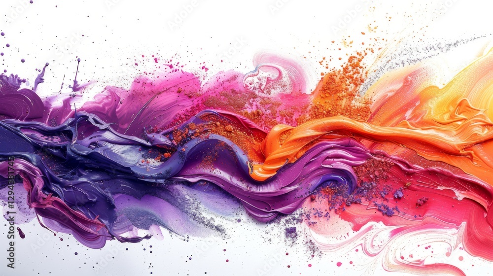 Aufkleber colorful swirls of paint in purple, pink, orange, and red merge seamlessly on a white background, cr