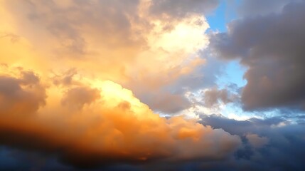 Obraz premium A moody sky filled with grey clouds, with slivers of blue sky breaking through, offering a unique contrast of tones.