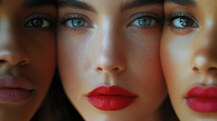 Three women with different eye colors