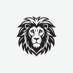 Obraz premium Download a clean and bold lion face vector silhouette in black on a white background. Perfect for logos, tattoos, and graphic design projects.