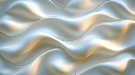 Obraz premium Wavy white fabric with soft texture and subtle light shining creates a calming and elegant indoor atmosphere.