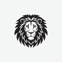 Download a clean and bold lion face vector silhouette in black on a white background. Perfect for logos, tattoos, and graphic design projects.