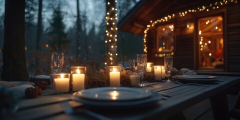 Obraz premium Table setting with candles and plates