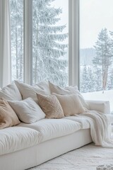 Fototapeta premium White sofa in front of window
