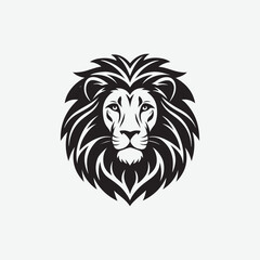 Fototapeta premium Download a clean and bold lion face vector silhouette in black on a white background. Perfect for logos, tattoos, and graphic design projects.