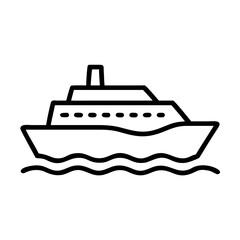 Cruise ship icon outline for summer vacation, travel concept