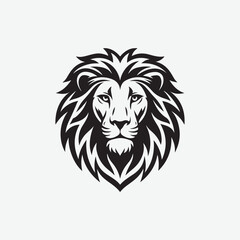 Obraz premium Download a clean and bold lion face vector silhouette in black on a white background. Perfect for logos, tattoos, and graphic design projects.