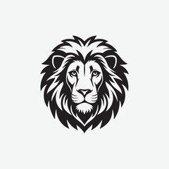 Download a clean and bold lion face vector silhouette in black on a white background. Perfect for logos, tattoos, and graphic design projects.