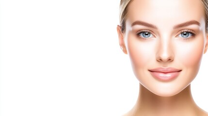 Fototapeta premium Captivating blue eyes, a closeup portrait of woman's serene beauty and expressive gaze
