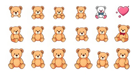 set of cartoon teddy bear