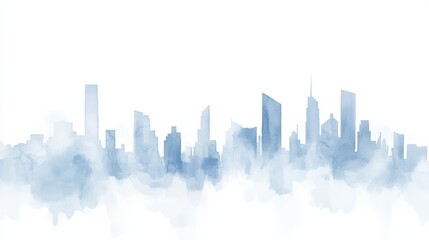 Obraz premium Futuristic Cityscape in Watercolor Style with Urban Silhouettes