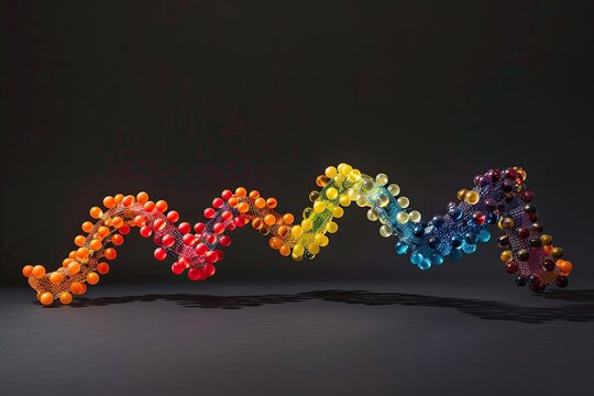 A three-dimensional representation of DNA using colored beads , abstract representation 