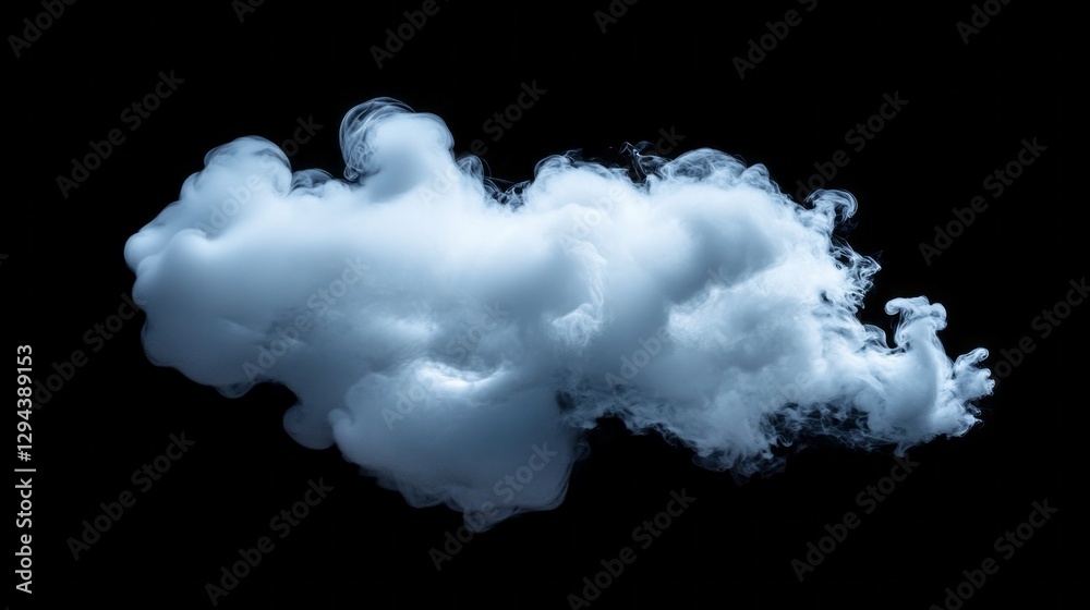 Poster a soft, fluffy cloud gently hovers in a deep black background, evoking a sense of tranquility and wo