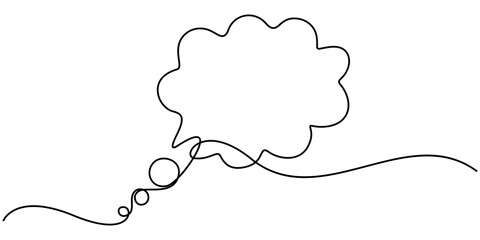 Speech Bubble Single Line Icon, Speech bubble shape one line drawing of isolated continuous outline vector icon, Speech Bubble Continuous Line Icon, Speech bubble continuous one line drawing.