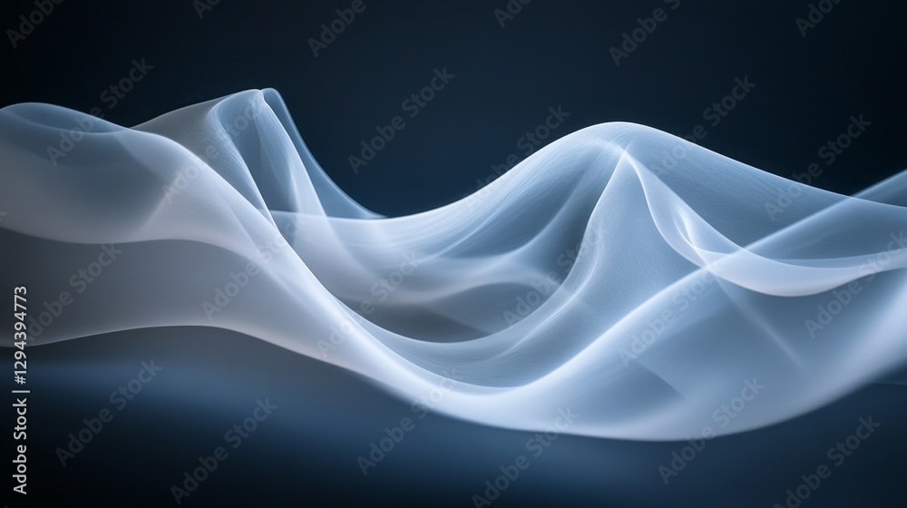 Poster delicate layers of translucent fabric ripple gently, illuminated by soft light. this mesmerizing mov