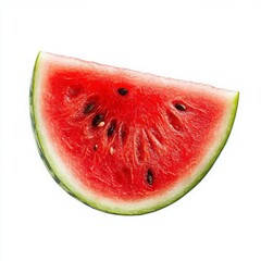 Ripe Red Watermelon Slice Isolated on White Background