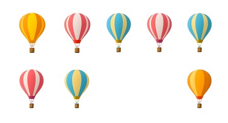 set of colorful hot balloons