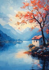 Obraz premium Acrylic oil painting of nature landscape