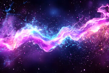 Cosmic energy swirls through nebula, stars