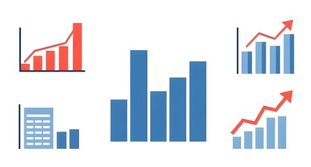 set of business graph with arrow