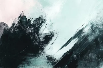 Selbstklebende Fototapeten Abstract painting of energetic brushstrokes in shades of black gray and white colors © Rayhanbp
