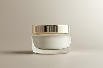 Luxury skincare cream jar mockup with frosted glass and metallic cap