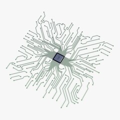 Illustration 3D Render Electronic Circuit Tech Elements