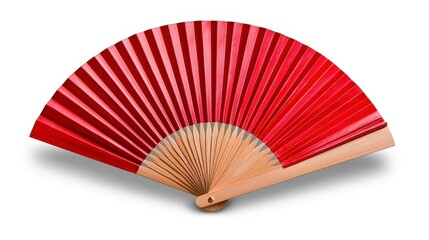 Eye-catching red fan set against a bright white background creating a visual contrast and evoking refreshing vibes