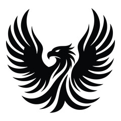 Obraz premium Tribal Phoenix Eagle Vector Logo - Elegant Black and White Winged Illustration