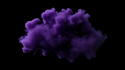 Fototapeta premium Dark violet smoke billowing in isolation against a black background creates a mystical atmosphere