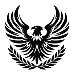 Majestic Heraldic Eagle with Laurel Wreath – Black and White Vector