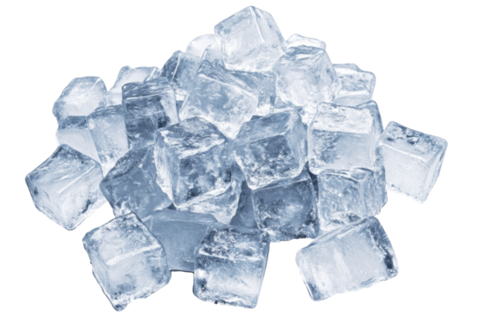 Ice cube pile on transparent background png format with white elements studio setup clear visual impact - Powered by Adobe