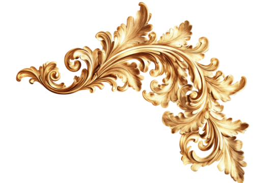 Elegant golden flourish design png transparent background decorative element artistic style white