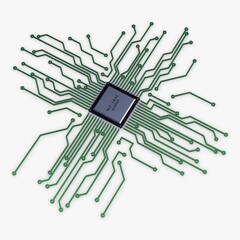 Illustration 3D Render Electronic Circuit Tech Elements