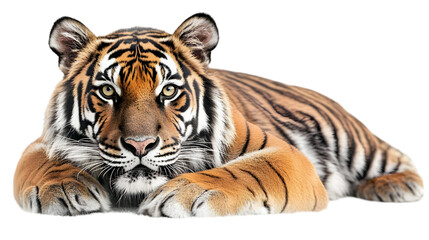 Photo Majestic Tiger Resting Wildlife Portrait, Black Background
