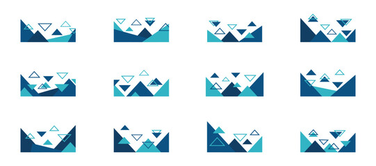 Modern Triangle Shape Border and Corner Frame Vector Set Collection. Decorative Elements Corners, Borders, and Frames. Modern Shape for Banners, Certificates, Invitations, and Covers Design