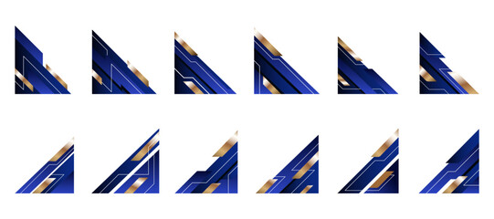 Gold and Blue Luxury Shape Border and Corner Frame Vector Set Collection. Decorative Elements Corners, Borders, and Frames. Elegant Shape for Banners, Certificates, Invitations, and Covers Design