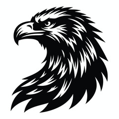 Fierce Eagle Head in Black and White – Tribal Style