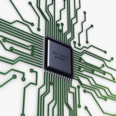 Illustration 3D Render Electronic Circuit Tech Elements