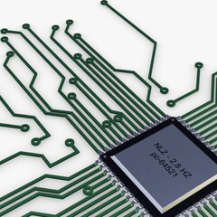 Illustration 3D Render Electronic Circuit Tech Elements