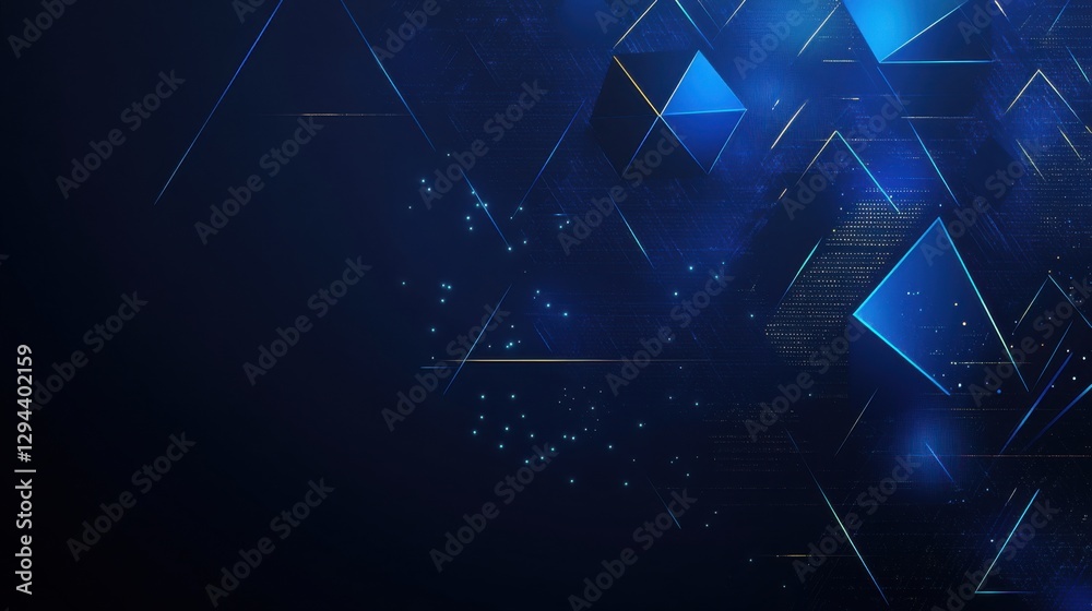 Wall mural abstract blue geometric background with triangles and digital patterns