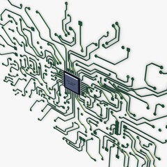 Illustration 3D Render Electronic Circuit Tech Elements