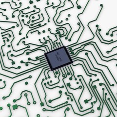 Illustration 3D Render Electronic Circuit Tech Elements