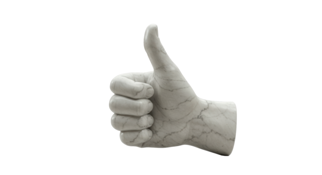 Isolated Marble Thumbs Up Hand Gesture